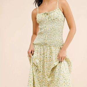 Free People Green Floral Midi Dress